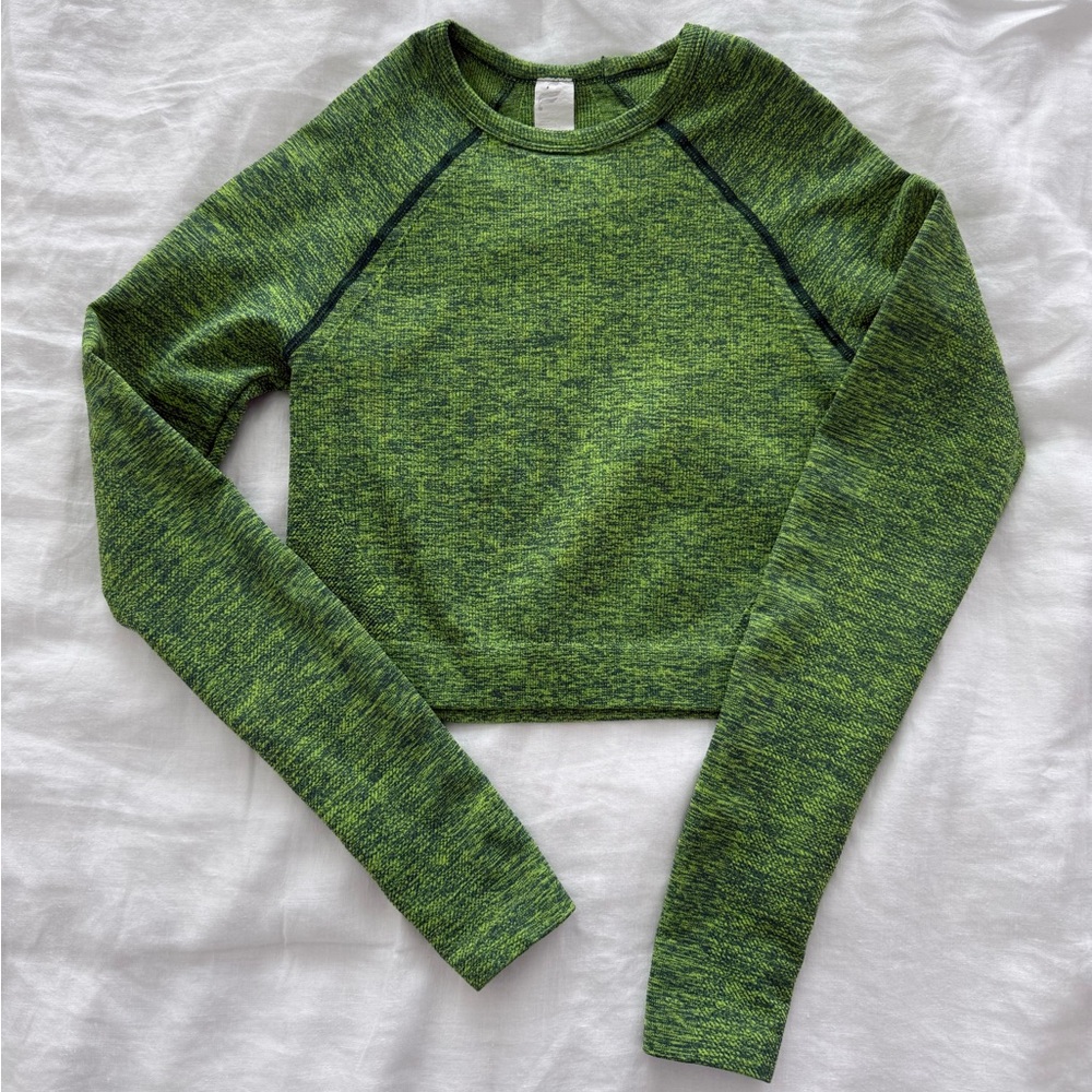 Fabletics Bri Ribbed Seamless Long-Sleeve Top in Sycamore/Citron Heather